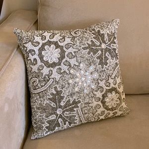 Pier 1 Beaded Snowflake Accent Pillow